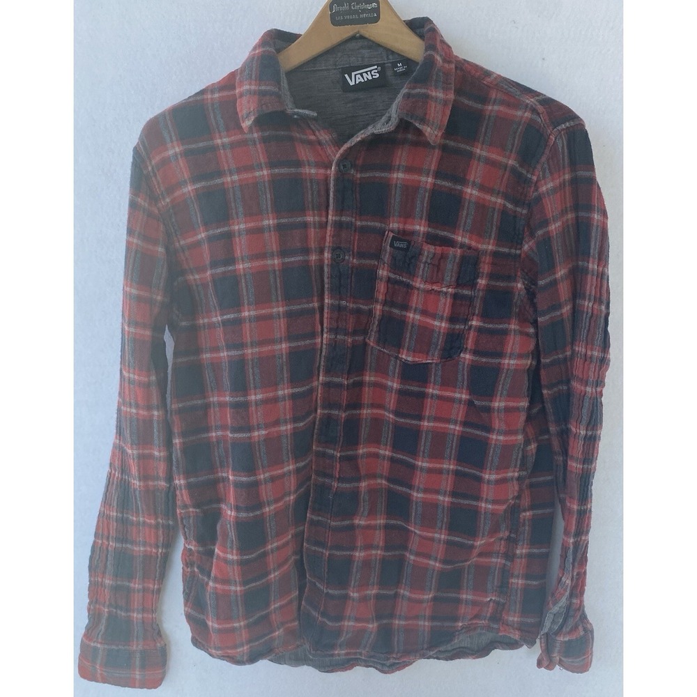 Vans Red Plaid Flannel Shirt Womens‎ Medium